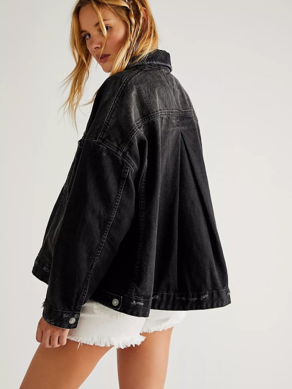 NWOT - Free People - We The Free - Opal Swing Denim Jacket - Black - Sz M - Picture 3 of 8